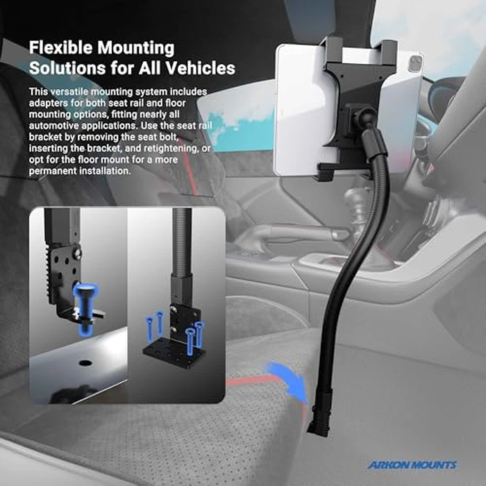 Arkon Mounts TAB188L22 Car or Truck Seat Rail or Floor Tablet Mount with 22 inch Arm Retail Black by ARKON - Image 5