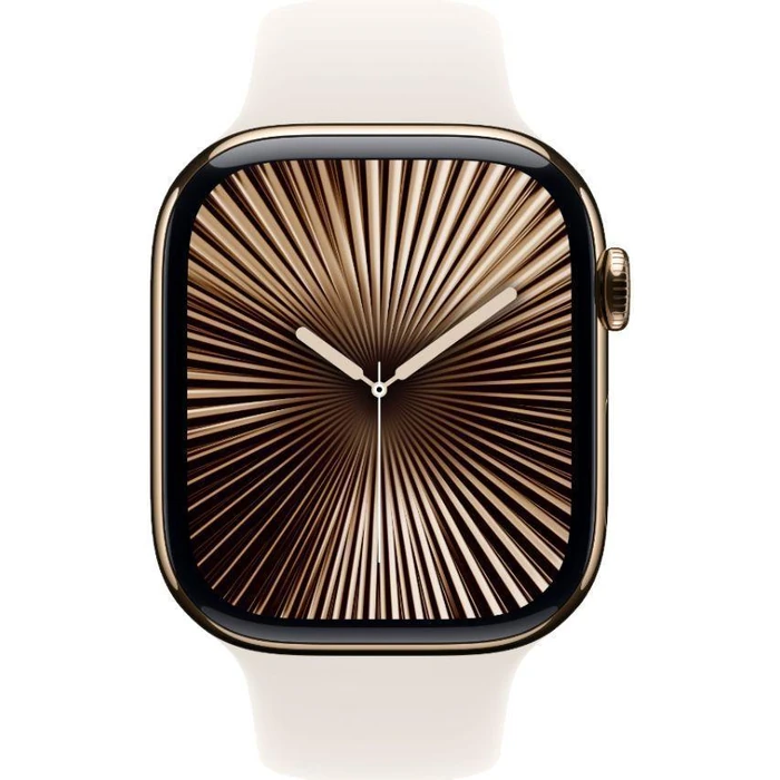 Apple Watch Series 10 (GPS) - 64GB - 42mm - Gold Titanium Case with Starlight Rubber Sport Band - S/M Size by Apple - Refurbished - Excellent condition