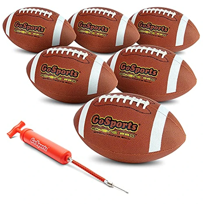 GoSports Combine Football 6 Pack - Regulation Size for High School and College - Official Composite Leather Balls by GoSports - Used - Very Good condition