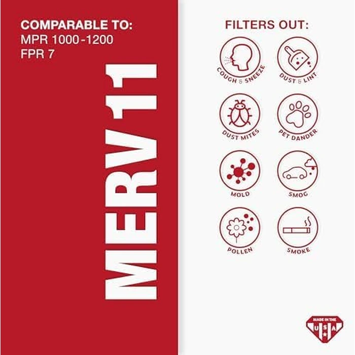 Aerostar 16x25x1 MERV 11 Air Filter, 4 Count, ACTUAL SIZE (15.75 x 24.75 x 0.75), HVAC, Air Conditioning & Furnace Filter for Dust, Pet Dander, Smoke & Allergies (MPR 1200 / FPR 7), Made in USA by Aerostar - Image 5