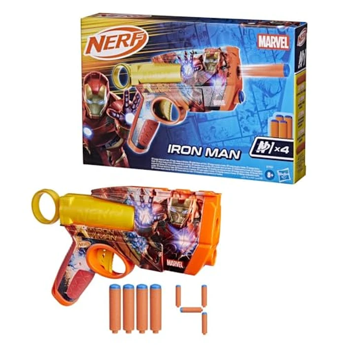 Nerf Marvel Iron Man Dart Blaster | 4 Nerf N1 Foam Darts | Iron Man-Inspired Blaster Skin Designs | Kids Gifts |Outdoor Toys & Games for Ages 8+ (Amazon Exclusive) by Nerf - Image 3