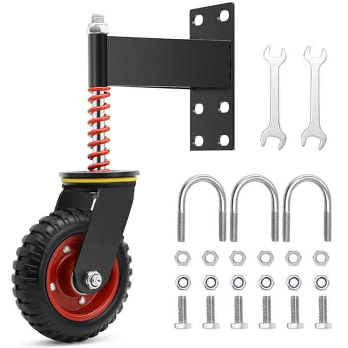 W B D WEIBIDA 6 Inch Heavy Duty Gate Wheel, 500LBS Capacity Fence Gate Wheels for Metal Tube Gate Wooden Gate, 360 Degree Swivel Spring Loaded Gate Caster Wheels, Dual Mount Options (Straight/U-Bolt) by W B D WEIBIDA - Image 1