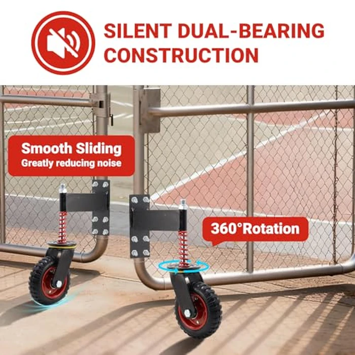 W B D WEIBIDA 6 Inch Heavy Duty Gate Wheel, 500LBS Capacity Fence Gate Wheels for Metal Tube Gate Wooden Gate, 360 Degree Swivel Spring Loaded Gate Caster Wheels, Dual Mount Options (Straight/U-Bolt) by W B D WEIBIDA - Image 6