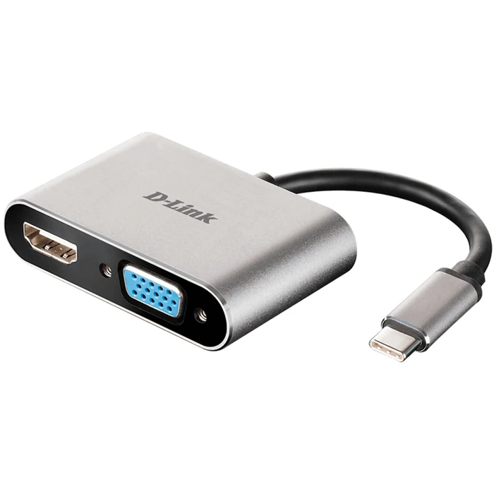 D-Link DUB-V210-US USB C to HDMI with VGA Adapter Cable - Black/Silver by D-Link - Refurbished - Premium condition - US$12.62