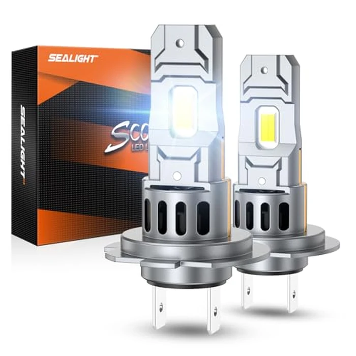 SEALIGHT 2026 Upgraded H7 LED Headlight Bulbs, 1:1 Design 50,000LM 900% Brighter H7 LED Bulbs, 6500K Cool White H7 Halogen Replacement, Plug and Play, Non-polarity, IP68 Waterproof, Pack of 2 by SEALIGHT - Used - Good condition