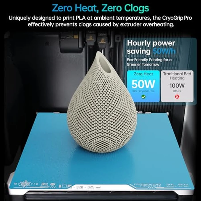 BIQU Cryogrip Pro Frostbite Cold Build Plate for Bambu-Lab H2D, H2S 3D Printers 355x346MM Double Sided Room Temperature Print Upgrade Spring Steel Sheet Removable Surface Platform by BIGTREETECH - Image 3