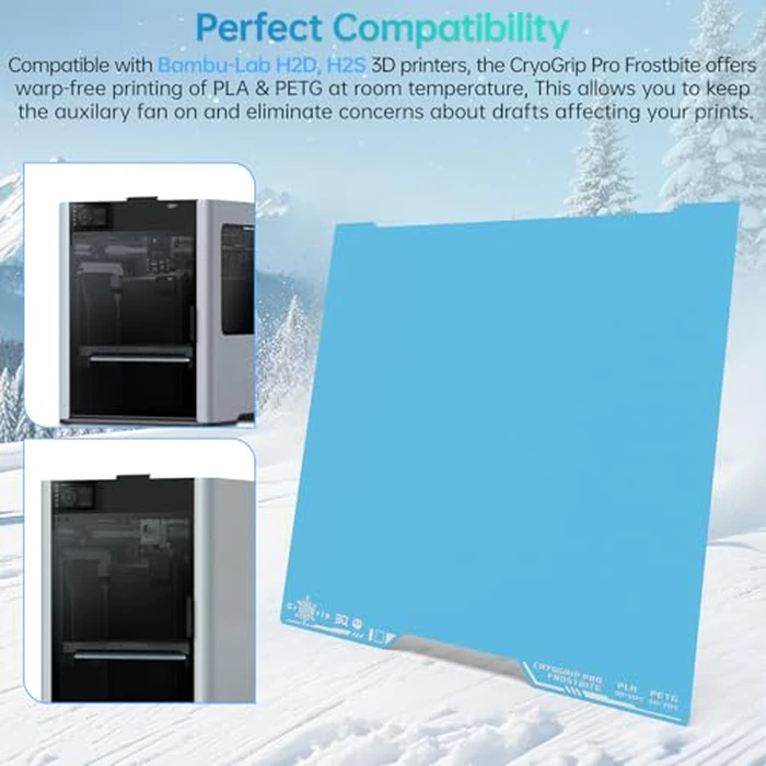 BIQU Cryogrip Pro Frostbite Cold Build Plate for Bambu-Lab H2D, H2S 3D Printers 355x346MM Double Sided Room Temperature Print Upgrade Spring Steel Sheet Removable Surface Platform by BIGTREETECH - Image 5