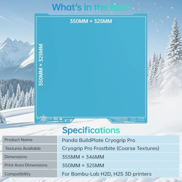 BIQU Cryogrip Pro Frostbite Cold Build Plate for Bambu-Lab H2D, H2S 3D Printers 355x346MM Double Sided Room Temperature Print Upgrade Spring Steel Sheet Removable Surface Platform by BIGTREETECH - Image 8