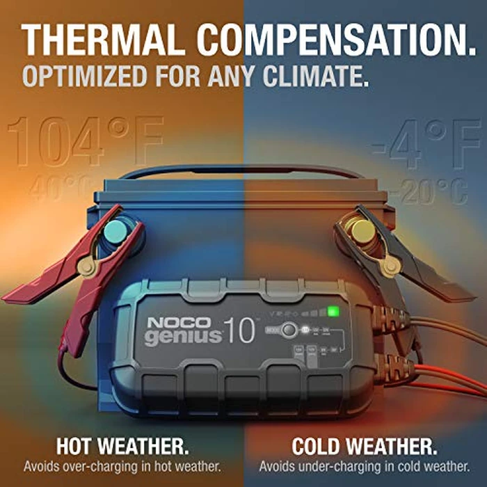 NOCO GENIUS10: 10A 6V/12V Smart Battery Charger - Automatic Maintainer, Trickle Charger & Desulfator with Overcharge Protection & Temperature Compensation - for Lead-Acid & Lithium Batteries by NOCO - Image 4