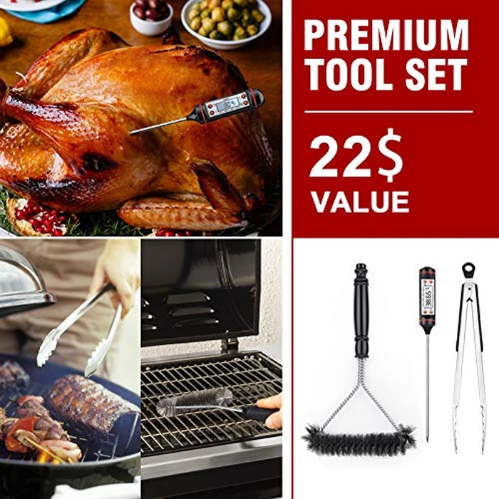 Kingkong Gas Grill Cover | Fits Weber Genesis E & S Series, Char-Broil 4 Burner | Includes Grill Brush, Tongs & Thermometer by Kingkong - Image 6