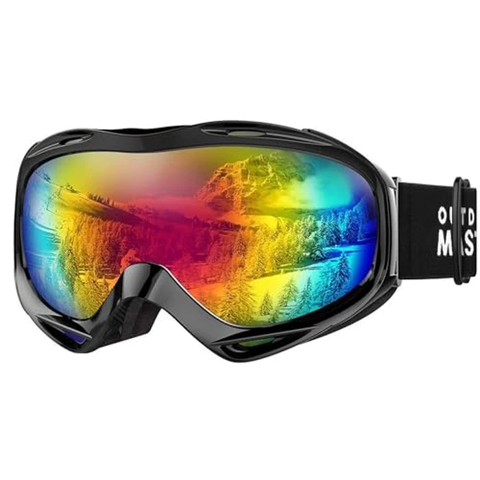 OutdoorMaster OTG Ski Goggles - Over Glasses Ski/Snowboard Goggles for Men, Women & Youth - 100% UV Protection (Black Frame + VLT 15% Grey Lens with REVO Red) by OutdoorMaster - Image 1