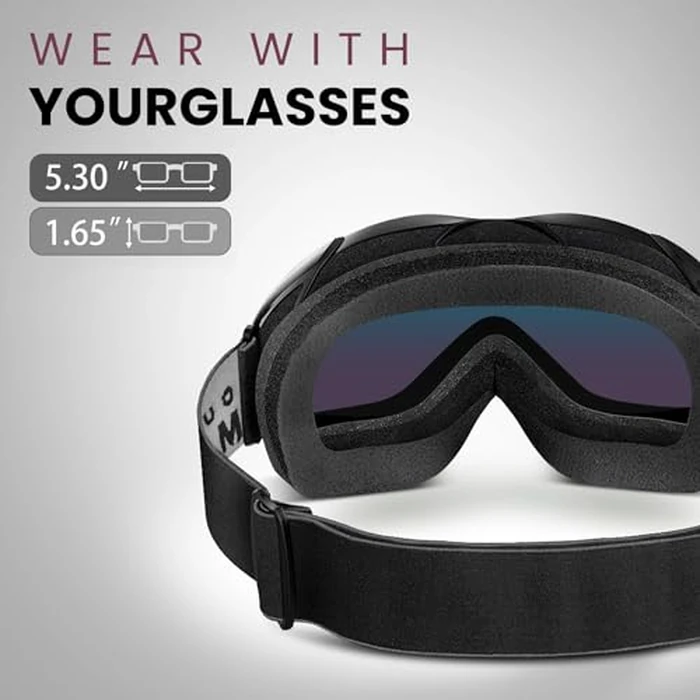 OutdoorMaster OTG Ski Goggles - Over Glasses Ski/Snowboard Goggles for Men, Women & Youth - 100% UV Protection (Black Frame + VLT 15% Grey Lens with REVO Red) by OutdoorMaster - Image 2