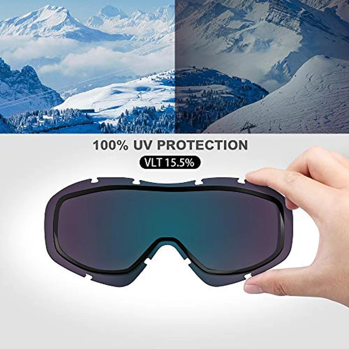 OutdoorMaster OTG Ski Goggles - Over Glasses Ski/Snowboard Goggles for Men, Women & Youth - 100% UV Protection (Black Frame + VLT 15% Grey Lens with REVO Red) by OutdoorMaster - Image 3