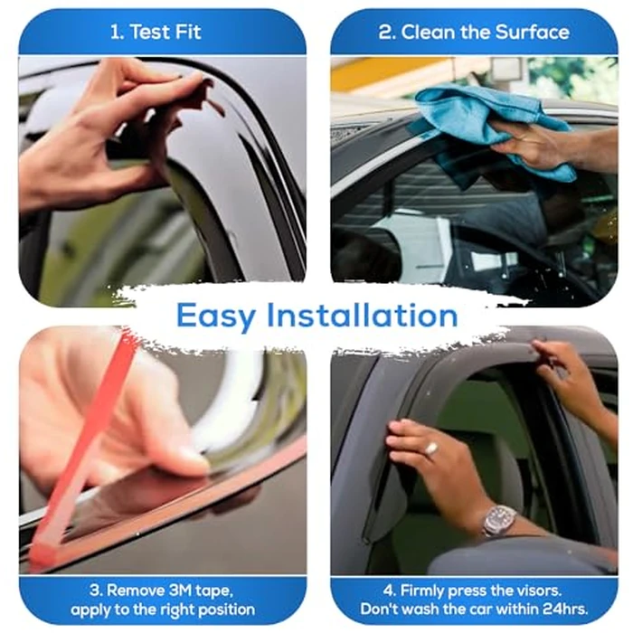 IG Window Visor for Mercedes-Benz E-Class Sedan 2010-2016, Rain Guard Tape-On Sun Wind Side Vent Window Deflector Mugen Style, 2010 2011 2012 2013 2014 2015 2016 (Sedan Only) by Immortal Group - Image 5
