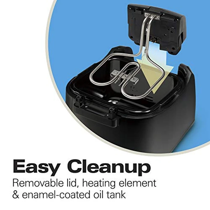 Hamilton Beach Cool Touch Electric Deep Fryer with Basket and Lid, 2 Liters / 8 Cups Oil Capacity, Adjustable Temperature, 1500 Watts for Fast Heat-up, viewing Window Easy to Clean, Black (35021) by Hamilton Beach - Image 6