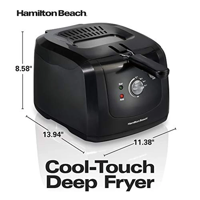 Hamilton Beach Cool Touch Electric Deep Fryer with Basket and Lid, 2 Liters / 8 Cups Oil Capacity, Adjustable Temperature, 1500 Watts for Fast Heat-up, viewing Window Easy to Clean, Black (35021) by Hamilton Beach - Image 8