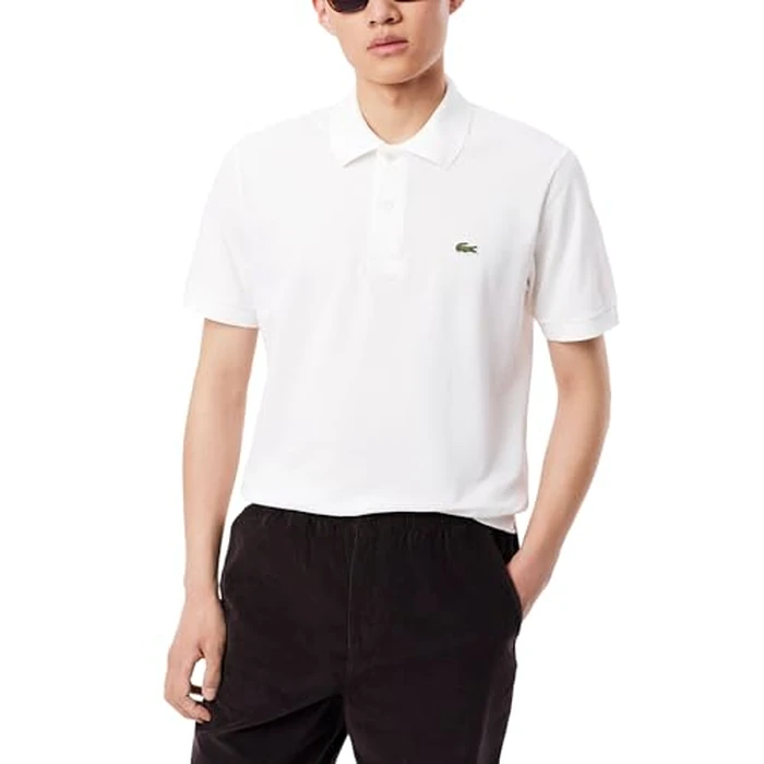 Lacoste Men's Classic Fit L.12.12 Light Piqué Polo Shirt, White, Large by Lacoste - Image 1