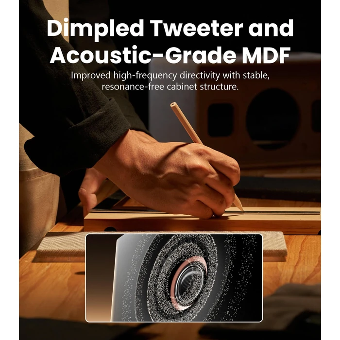 Edifier MR5 2.0 Studio Monitor Bookshelf Speakers, 110W(RMS), Hi-Res Audio, Bluetooth 6.0, 3-Way Active Design, Room Compensation, XLR/TRS/RCA Inputs, Compact Size for Home Studio & Music - Black by Edifier - Image 7