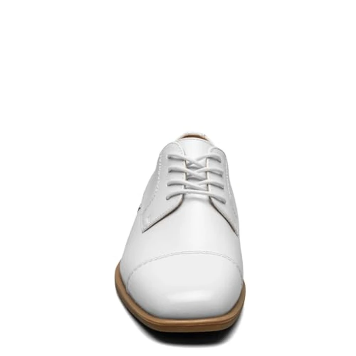 Florsheim Kids Reveal Cap Toe Ox, Jr. (Toddler/Little Kid/Big Kid) - Shoes for Kids - Leather Upper White Smooth Leather 2.5 Little Kid M by Florsheim - Image 3