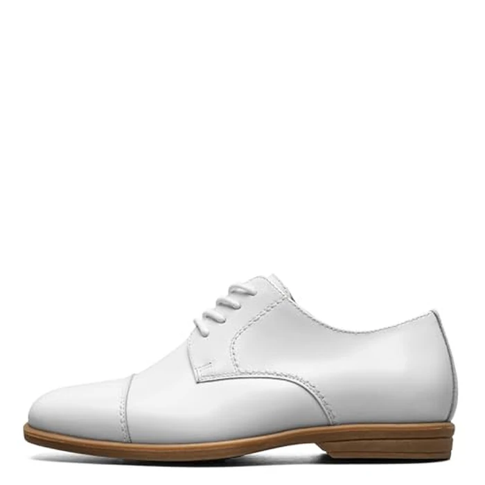 Florsheim Kids Reveal Cap Toe Ox, Jr. (Toddler/Little Kid/Big Kid) - Shoes for Kids - Leather Upper White Smooth Leather 2.5 Little Kid M by Florsheim - Image 4