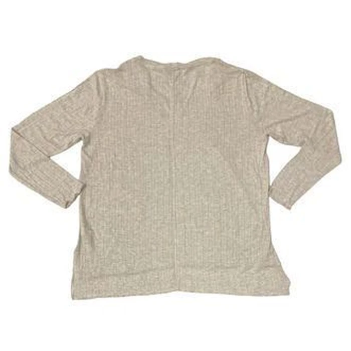 Mote Women's V-Neck Stretch Long Sleeve Ribbed Shirt XL - Marled Oatmeal by Mote - Image 2