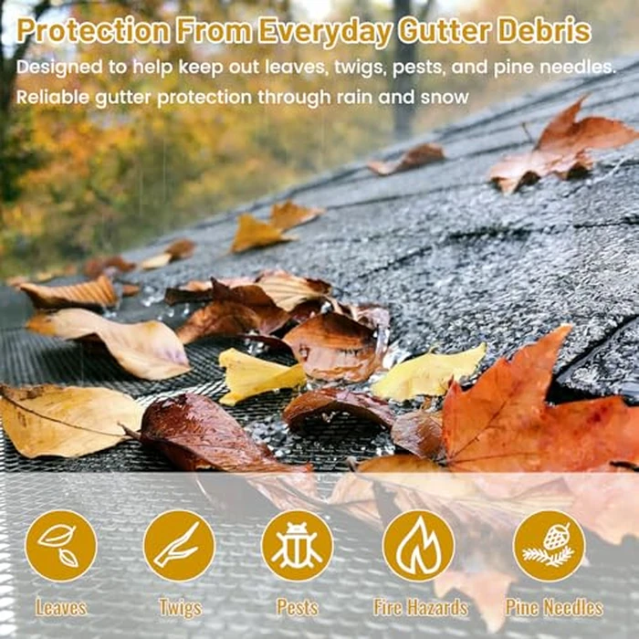 210 ft Mesh Gutter Guards (70 Pack) - Fits 4", 5" and 6" K Style Gutters - Professional 6 Inch Black Steel Screens - Snap In Leaf Protector - Easy Rain Gutter Covers for Leaves by Cuguords - Image 2