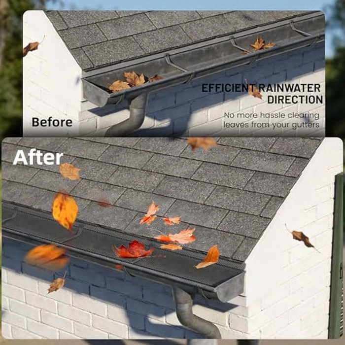 210 ft Mesh Gutter Guards (70 Pack) - Fits 4", 5" and 6" K Style Gutters - Professional 6 Inch Black Steel Screens - Snap In Leaf Protector - Easy Rain Gutter Covers for Leaves by Cuguords - Image 4