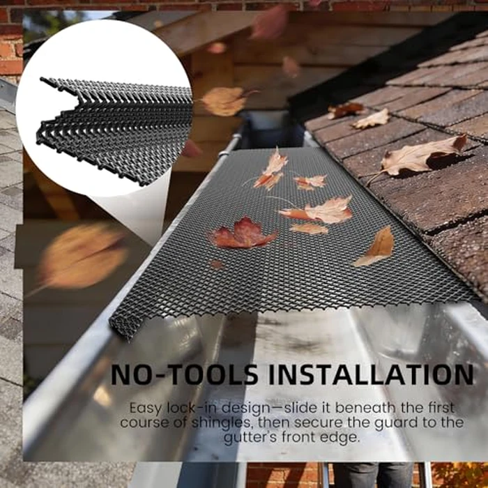 210 ft Mesh Gutter Guards (70 Pack) - Fits 4", 5" and 6" K Style Gutters - Professional 6 Inch Black Steel Screens - Snap In Leaf Protector - Easy Rain Gutter Covers for Leaves by Cuguords - Image 6