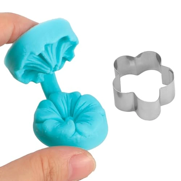 Flower Silicone Fondant Molds, 4 Sets Fondant Chocolate Molds Silicone Baking Molds Utensils Kitchen Supplies with Cutter for Birthdays Baby Showers Weddings Christmas Party by Estink - Image 6