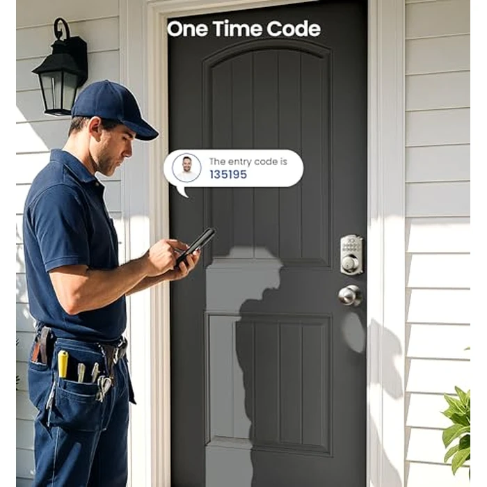 Veise Keyless Entry Door Lock with 2 Knobs, Electronic Backlit Keypad Deadbolt with Handle Set, Auto Lock, One-time Codes, Smart Deadbolt for Front Door, Easy Installation, Satin Nickel by Veise - Image 6