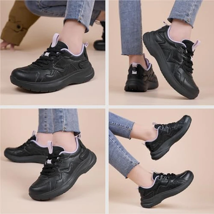 V-Janiffy Non Slip Work Shoes Women Food Service-Lightweight and Comfortable Suitable for Restaurants and Crew Work Black Purple by V-Janiffy - Image 2