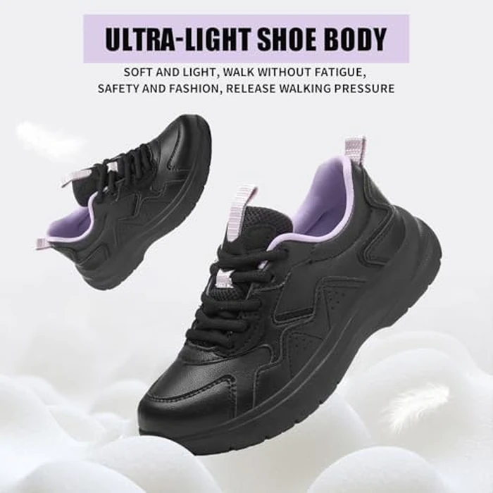 V-Janiffy Non Slip Work Shoes Women Food Service-Lightweight and Comfortable Suitable for Restaurants and Crew Work Black Purple by V-Janiffy - Image 4