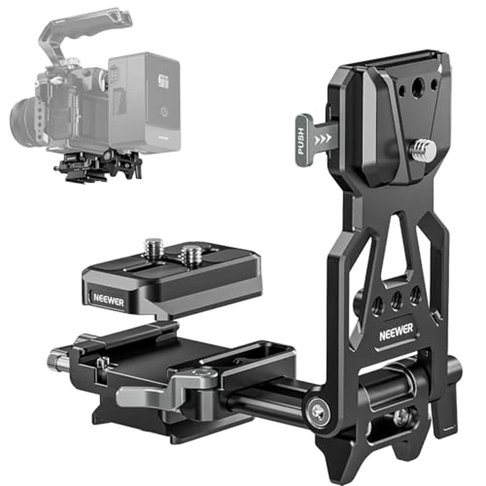 NEEWER Foldable V Mount Battery Plate with Arca Type Camera Baseplate for RS4 RS3 Gimbal & Tripod, Lightweight DSLR Camera Video Rig Compatible with SmallRig V Lock Battery & Cage, PS015 by NEEWER - Image 1