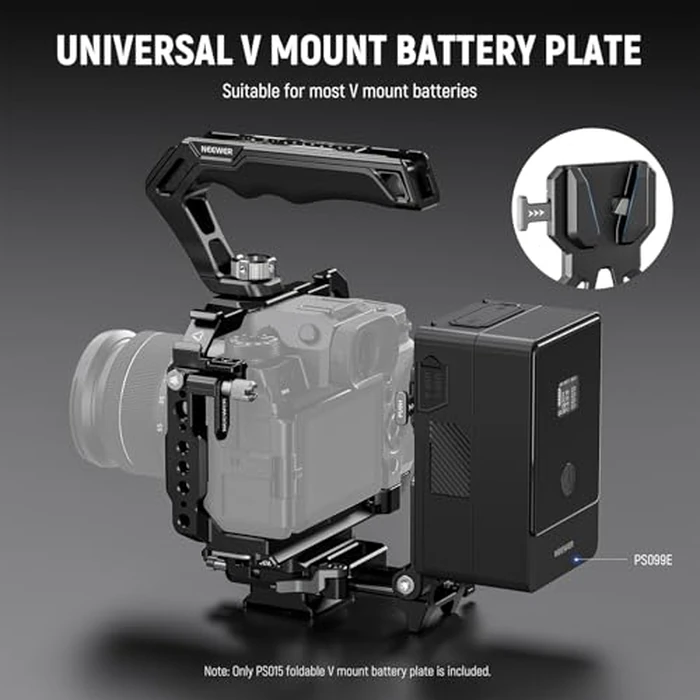 NEEWER Foldable V Mount Battery Plate with Arca Type Camera Baseplate for RS4 RS3 Gimbal & Tripod, Lightweight DSLR Camera Video Rig Compatible with SmallRig V Lock Battery & Cage, PS015 by NEEWER - Image 2