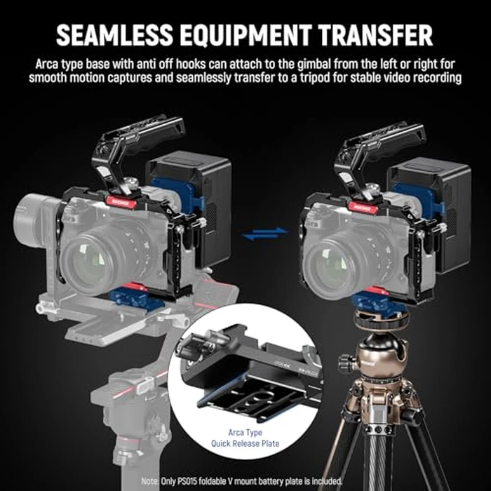 NEEWER Foldable V Mount Battery Plate with Arca Type Camera Baseplate for RS4 RS3 Gimbal & Tripod, Lightweight DSLR Camera Video Rig Compatible with SmallRig V Lock Battery & Cage, PS015 by NEEWER - Image 5
