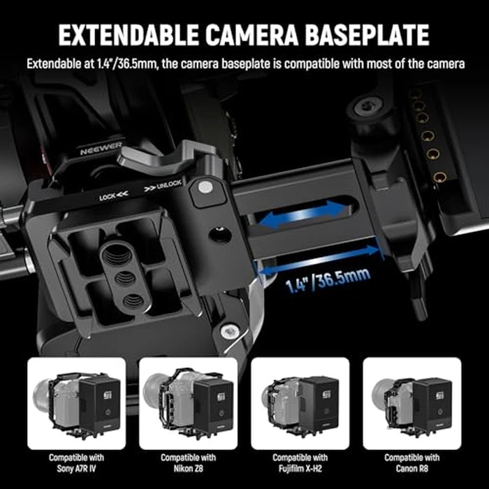 NEEWER Foldable V Mount Battery Plate with Arca Type Camera Baseplate for RS4 RS3 Gimbal & Tripod, Lightweight DSLR Camera Video Rig Compatible with SmallRig V Lock Battery & Cage, PS015 by NEEWER - Image 6