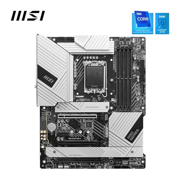 MSI PRO Z790-A WiFi II Motherboard, ATX - Supports Intel Core 14th, 13th & 12th Gen Processors, LGA 1700-80A SPS VRM, DDR5 Memory Boost 7800+MT/s/OC, PCIe 5.0 x16, 4 x M.2 Gen4, Wi-Fi 6E, 2.5G LAN by MSI - Image 2
