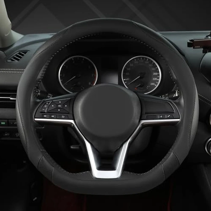 West Llama Flat Bottom Car Steering Wheel Cover for Nissan,D Shaped Steering Wheel Cover for Rogue,Altima,Kicks (Black-Standard Size) by West Llama - Image 2