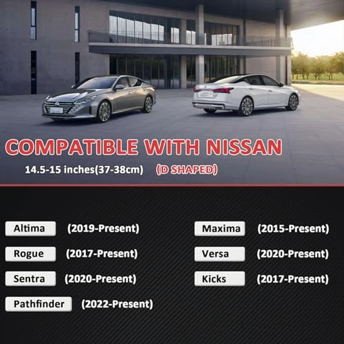 West Llama Flat Bottom Car Steering Wheel Cover for Nissan,D Shaped Steering Wheel Cover for Rogue,Altima,Kicks (Black-Standard Size) by West Llama - Image 3