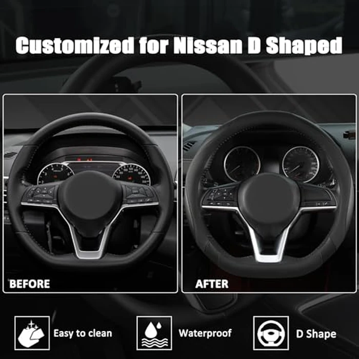 West Llama Flat Bottom Car Steering Wheel Cover for Nissan,D Shaped Steering Wheel Cover for Rogue,Altima,Kicks (Black-Standard Size) by West Llama - Image 5