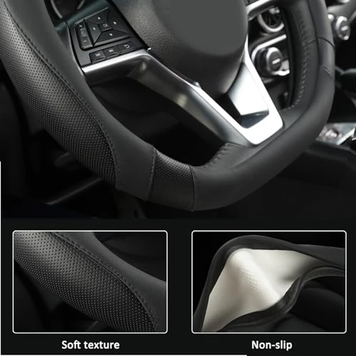 West Llama Flat Bottom Car Steering Wheel Cover for Nissan,D Shaped Steering Wheel Cover for Rogue,Altima,Kicks (Black-Standard Size) by West Llama - Image 6