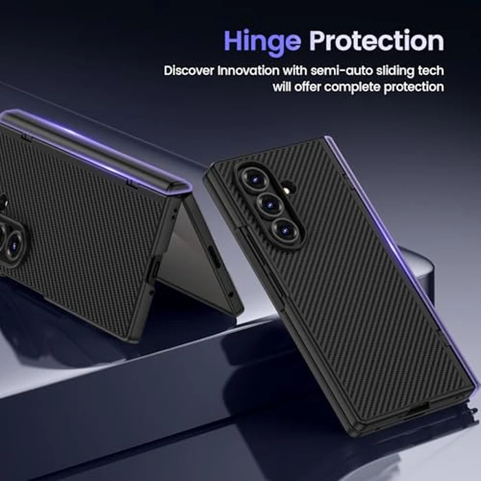 VEGO for Galaxy Z Fold 7 Case with Belt Clip [Compatible with Magsafe] Screen Protector & Hinge Protection Full-Body Shockproof Carbon Fiber Hard PC Protective Magnet Case for Samsung Z Fold 7 Black by VEGO - Image 4