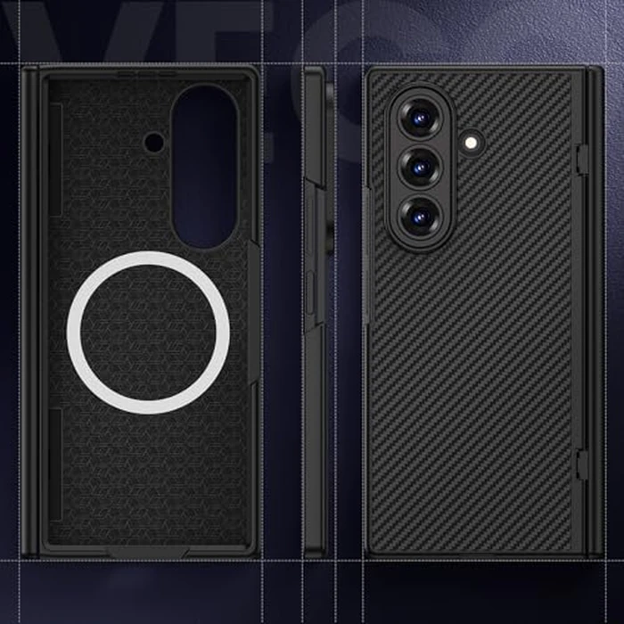 VEGO for Galaxy Z Fold 7 Case with Belt Clip [Compatible with Magsafe] Screen Protector & Hinge Protection Full-Body Shockproof Carbon Fiber Hard PC Protective Magnet Case for Samsung Z Fold 7 Black by VEGO - Image 6