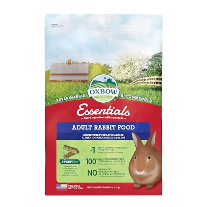 Oxbow Essentials Rabbit Food, Adult, Made with Oxbow Timothy Hay for Rabbit, Pet Pellets with Vitamins & Minerals, Small Animal Pet Products, Bunny Food, Made in USA, High Fiber, 10 lb. Bag by Oxbow - Used - Like New condition - US$19.94