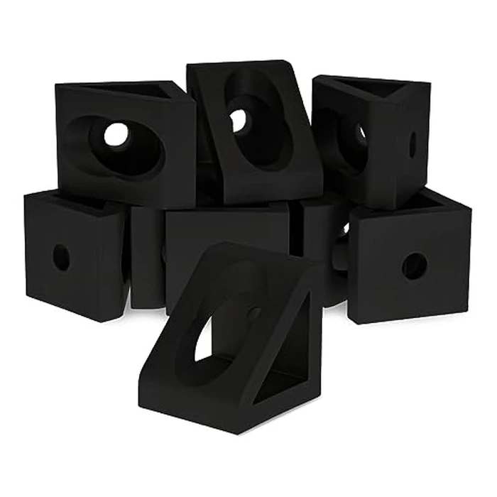 8020, 4332, 15 Series, 2 Hole Aluminum Inside Corner Gusset L Bracket for 80/20 Extruded Aluminum Extrusion Heavy Duty Angle Bracket (10, Black Anodize) by 80/20 - Image 1