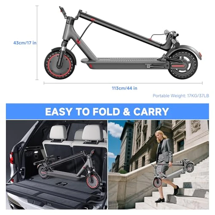 Aovowheel Electric Scooter for Adults, 10'' 500W Motor, Max 23 Miles Range, 19 Mph Top Speed with Dual Suspension, Portable Folding E-Scooter for Commuting, Electric Scooter by Aovowheel - Image 7