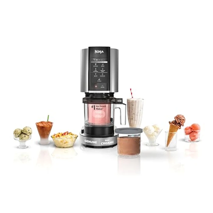 Ninja NC301 CREAMi Ice Cream Maker, for Gelato, Mix-ins, Milkshakes, Sorbet, Smoothie Bowls & More, 7 One-Touch Programs, with (2) Pint Containers & Lids, Compact Size, Perfect for Kids, Silver by Ninja - Used - Like New condition - US$149.00