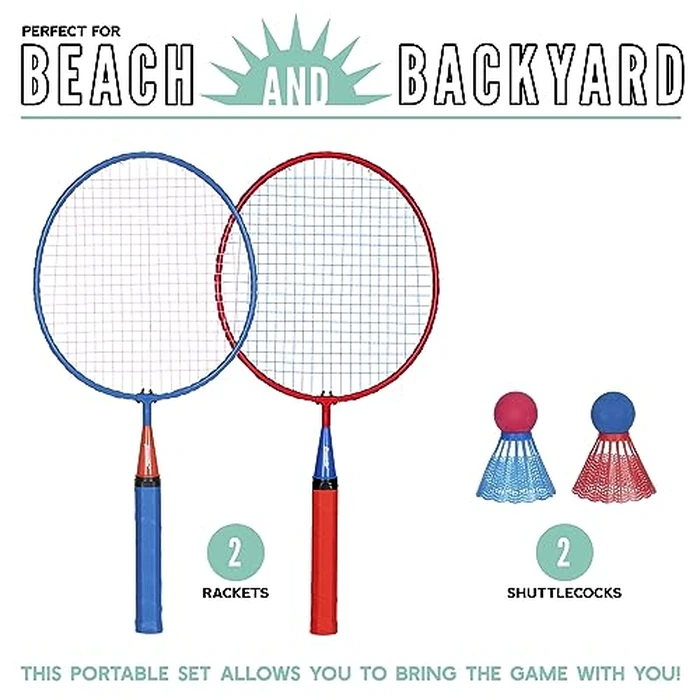 Franklin Sports Kids Jumbo Badminton Racket Set - Smashminton Kids Oversize Badminton Rackets - 2 Player Backyard + Beach Youth Set with Birdies Included by Franklin Sports - Image 2