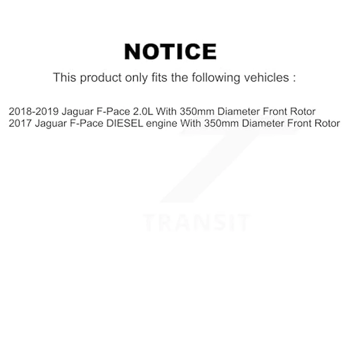 Transit Auto Front Disc Brake Rotors And Semi-Metallic Pads Kit Replacement For Jaguar F-Pace With 350mm Diameter Rotor K8F-103962 by Transit Auto - Image 2