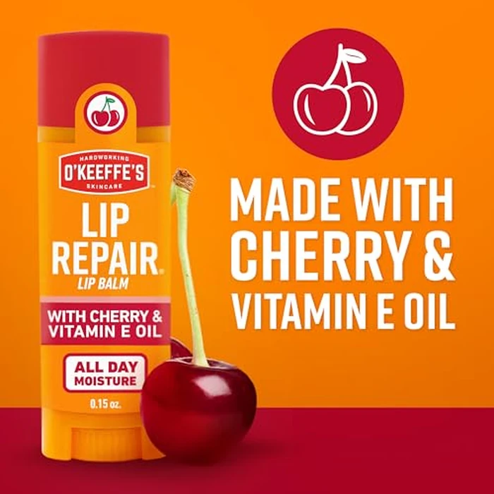O'Keeffe's Lip Repair Lip Balm with Cherry & Vitamin E Oil - Stick (3 Pack) - Moisturizer for Extremely Cracked, Dry Lips by O'Keeffe's - Image 7
